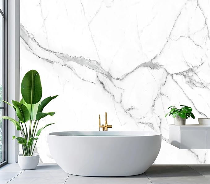 Cliouar-White Statue Marble Texture Background Mural Wallpaper Peel and Stick 160" x 114"