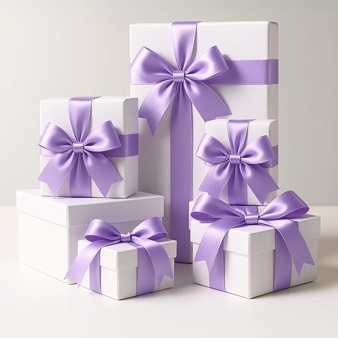 KINGLAKE Lavender Satin Ribbon – 1 1/2'' x 100 Yards Polyester Light Purple Satin Ribbon for Gift Wrapping, Wedding & Party Decoration, DIY Crafts, Floral Bouquets, Wreath Bows