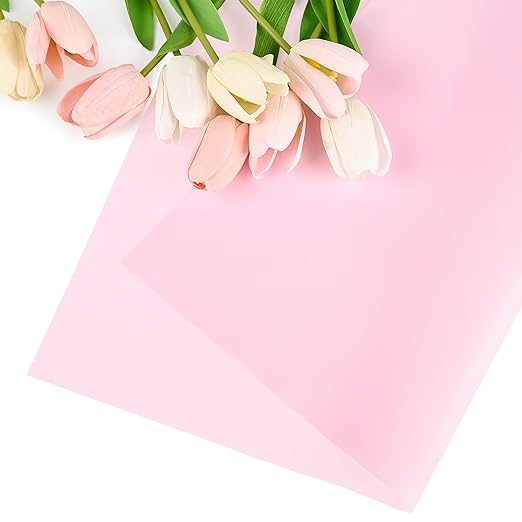 Jutieuo 20 Sheets Pink Flower Wrapping Paper, Waterproof Solid Floral Bouquet Wrapping Paper, Florist Supplies Packaging for Wedding Birthday Gift DIY Craft (22.8 x 22.8 inch)
