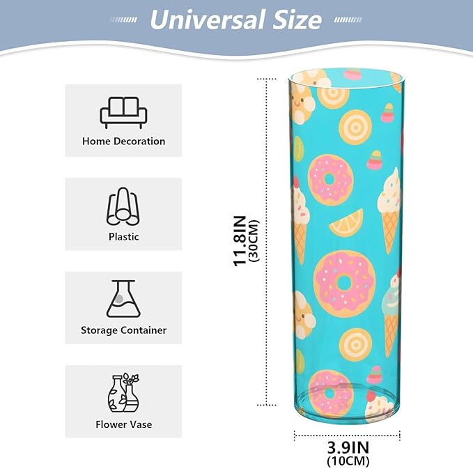 ALAZA Ice Cream Donuts Pattern Flower Vases for Home Decor Kitchen Bedroom Living Room Bathroom Office Table Decorations