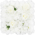 DouSeiAi 12Pcs Artificial Flower Wall Panel 3D Floral Backdrop Walls 15" X 15" Flower Wall Decor Flower Backdrop Faux Flowers Panel for Wedding Party Home Decoration, White