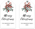 Andaz Press Personalized Christmas Holiday Season Classic Gift Tags, Merry Christmas Custom Family Name and Year, Mistletoe Design, for Holiday Events, Parties, and Favors, 60-Pack