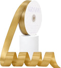 Light Gold Satin Ribbon, Double Faced 1 Inch X 50 Yards Light Gold Ribbon, Premium Satin Ribbon for Gift Wrapping, Crafts, Hair Bow Making, Sewing, Flower Bouquet, Wedding Party Decor