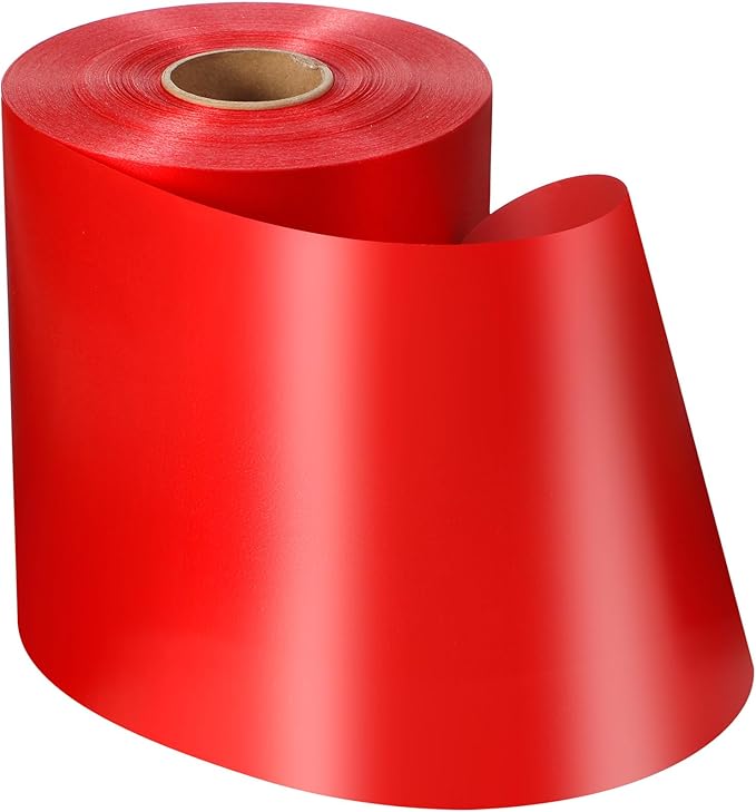 Syhood Outdoor Leaf Ribbon Floral Satin Ribbon for Crafts Aspidistra Waterproof Holiday Outdoor Decoration(6 Inch X 108 Yards,Red)