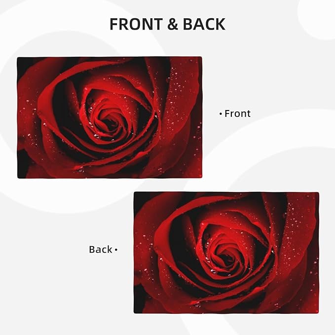 Red Rose Linen Table Placemats Set of 6 Romantic Floral Art Placemat Indoor Outdoor Party Home Desktop Kitchen Dining Room Decoration 12x18 Inch