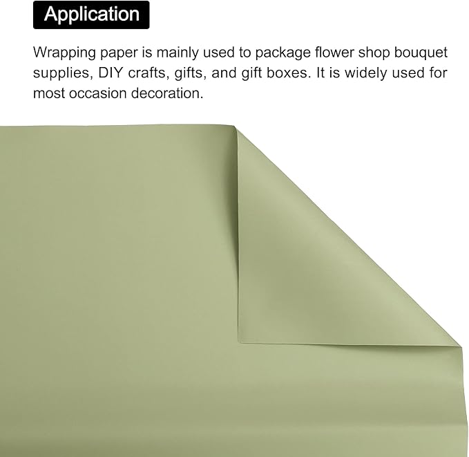 MECCANIXITY 20 Pcs Flower Wrapping Paper 22.8x22.8 Inch Waterproof Florists Wrapping Paper for Florist Bouquet Supplies, DIY Crafts, Gift/Gift Box Packaging Green