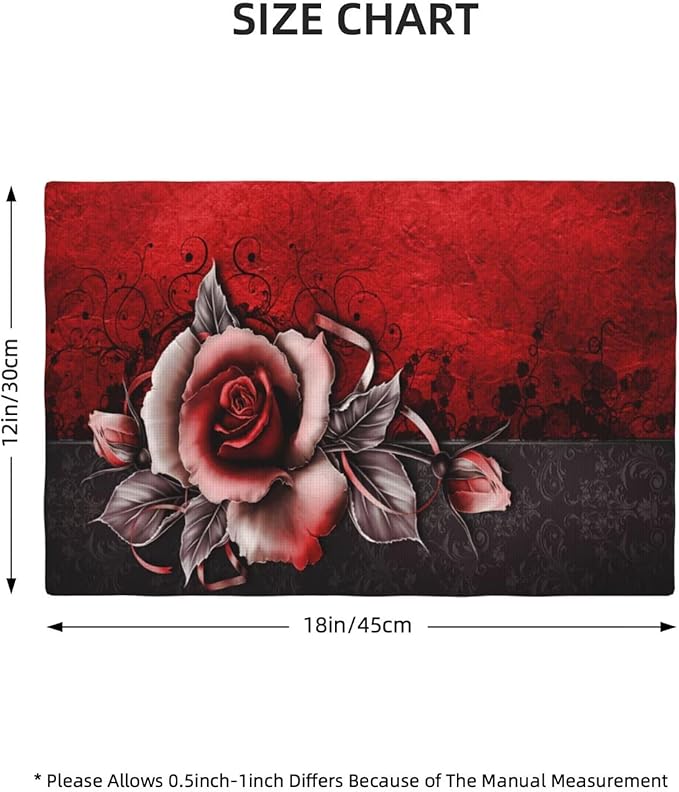 Rose Linen Table Placemats Set of 6 Vintage Flowers Place Mats for Home Party Kitchen Indoor Holiday Rustic Washable Heat Resistant Table Mats 12 x 18 Inch