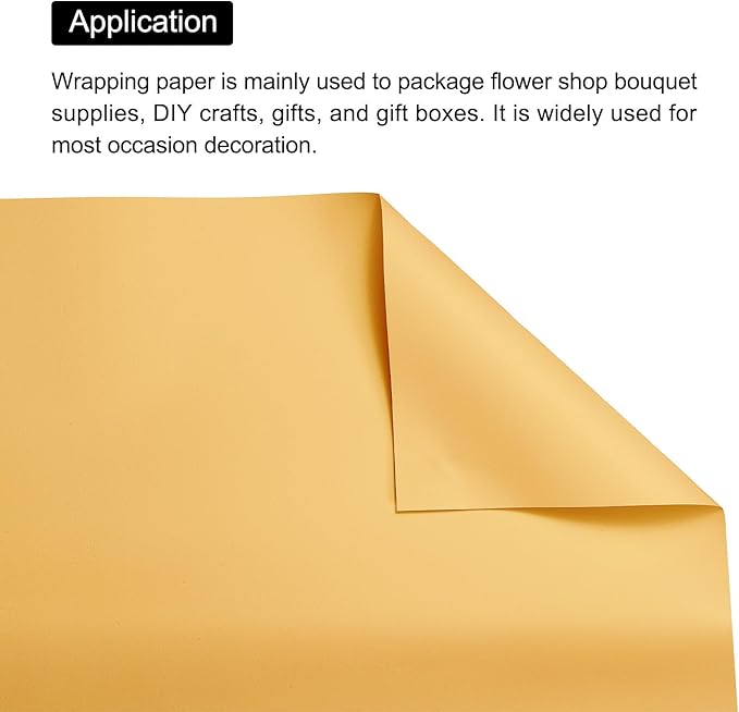 MECCANIXITY Pearlescent Film Flower Wrapping Paper 22.8x22.8 Inch Waterproof for DIY Crafts, Gift/Gift Box Packaging Bright Yellow Pack of 10