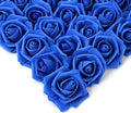 IPOPU Artificial Flowers Roses Heads, 100 Pcs Faux Flowers Real Looking Blue Foam Fake Roses for DIY Crafts Wedding Bouquets Arrangements Party Home Decorations (Royal Blue)