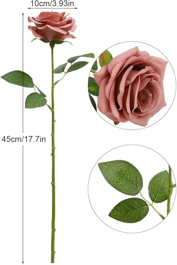 30 Pcs Artificial Rose Flower Dusty Rose Flowers Silk Flowers with Long Stem Silk Roses Bouquet for Wedding Bridal Shower Party Home Decoration