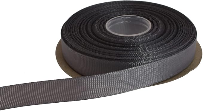 Solid Grosgrain Ribbon 25 Yard Each Roll 100% Polyester Woven Edge (3/8", Gray)