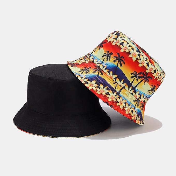 Quanhaigou Bucket Hat for Men Women,Packable Reversible Printed Sun Hats,Fisherman Outdoor Summer Travel Hiking Beach Caps