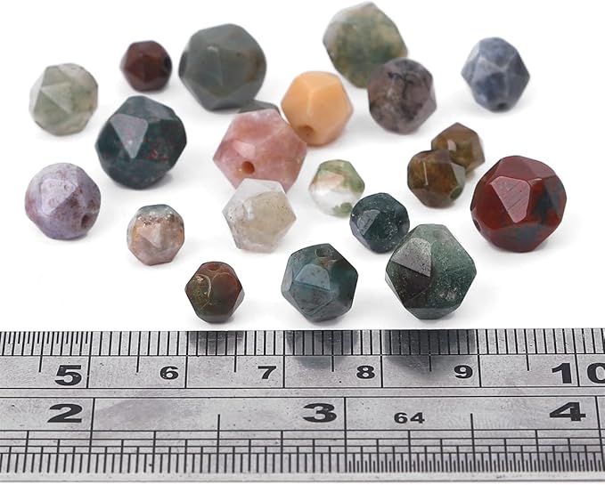 Faceted Natural Indian Agate Stone Round Beads 10mm 36cm/Strand for Jewelry Making