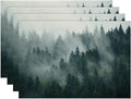 Placemats Set of 4 Retro Misty Forest Dining Place Mats Linen Table Mat for Farmhouse Home Kitchen Decor 12 X 18 Inch