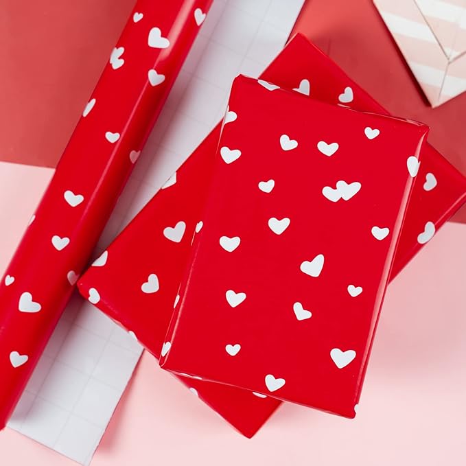 WRAPAHOLIC 30 Inch Valentine's Day Wrapping Paper Roll - 30 Inch x 33 Feet - Red Sweet Heart Wrapping Paper for Valentine's Day, Mother's Day, Birthday, Wedding, Bridal Shower