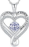 Jewelry for Women Wife Infinity Heart Birthstone I Love You Necklace S925 Anniversary Women Necklaces for Her Wife Birthday Gift Ideas, Birthday Present for Girlfriend Mom Daughter Sterling Silver