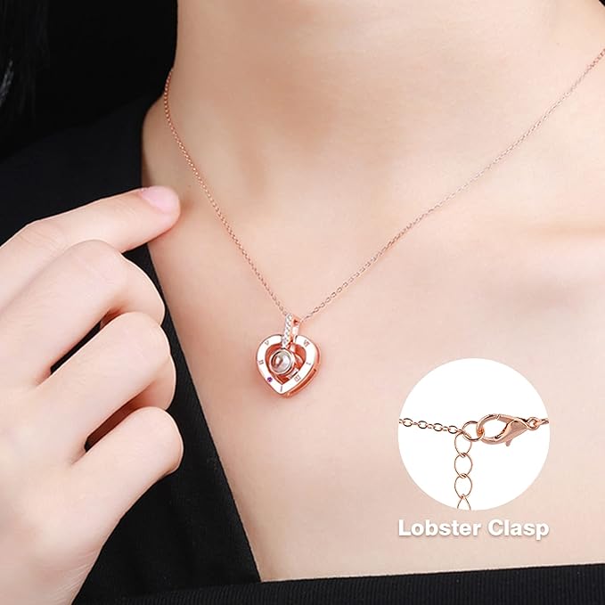 for Mom Wife Women Preserved Real Rose with I Love You Necklace in 100 Language for Her Girlfriend, White Eternal Rose Flower Gifts for Valentine's Day Birthday Anniversary