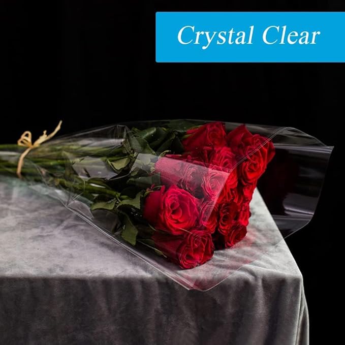 JOYIT 50' Long X 17.5” Wide Clear Cellophane Wrap Roll - 3 Mil Thicker Cellophane Roll, Clear Bags for Gifts Baskets Wrap, Flower Arts Crafts Food Treats Wrapping