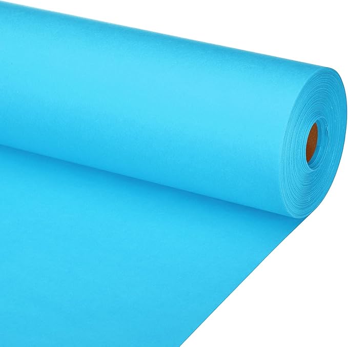 PATIKIL Wrapping Paper, 20"x2400"(200') Bulletin Board Paper Roll Kraft Paper Roll Construction 80GSM for Shipping Packing Gift Wrapping Craft Flower Bouquet Christmas, Light Blue
