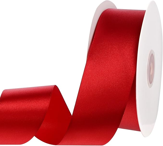 Red Ribbon 60 Yards 1-1/2 Inch Christmas Ribbon Red Satin Ribbons for Gift Wrapping Handmade Roses Wall Dorm Decor Bows Crafts Flower Bouquet Christmas Wedding Party