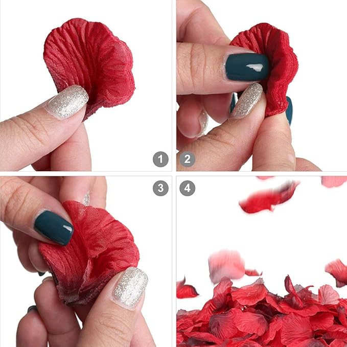 LZXD 1000 Pieces Burgundy Artificial Silk Rose Petals Flower Decoration Wedding Party Color Burgundy