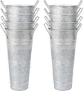 8pcs 10inch Small Galvanized Flower Bucket,Small Metal Vases for Flowers,Metal Vase,Flower Vases for Bouquet,Flower Buckets for Flower Bar Supplies (Silver,10inch Height,Set of 8)