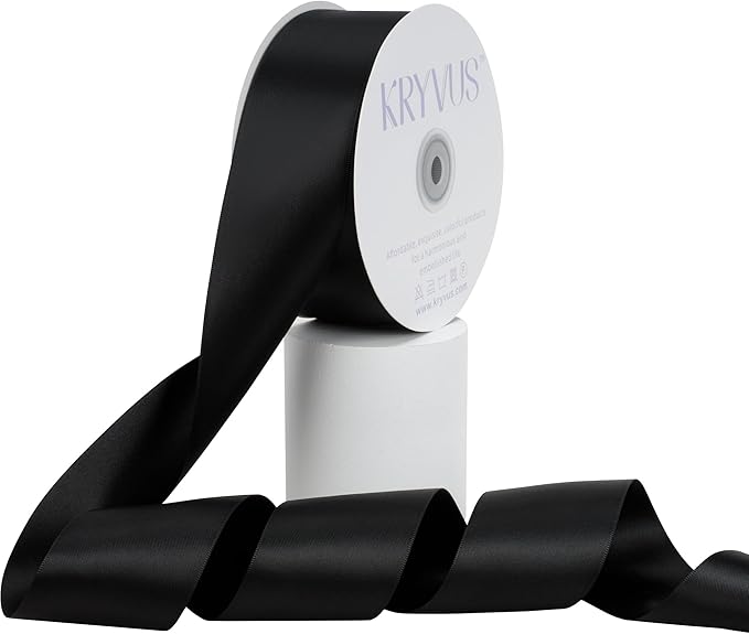 Black Satin Ribbon, Double Faced 2 Inch X 50 Yards Black Ribbon, Premium Satin Ribbon for Gift Wrapping, Crafts, Hair Bow Making, Sewing, Flower Bouquet, Wedding Party Decor