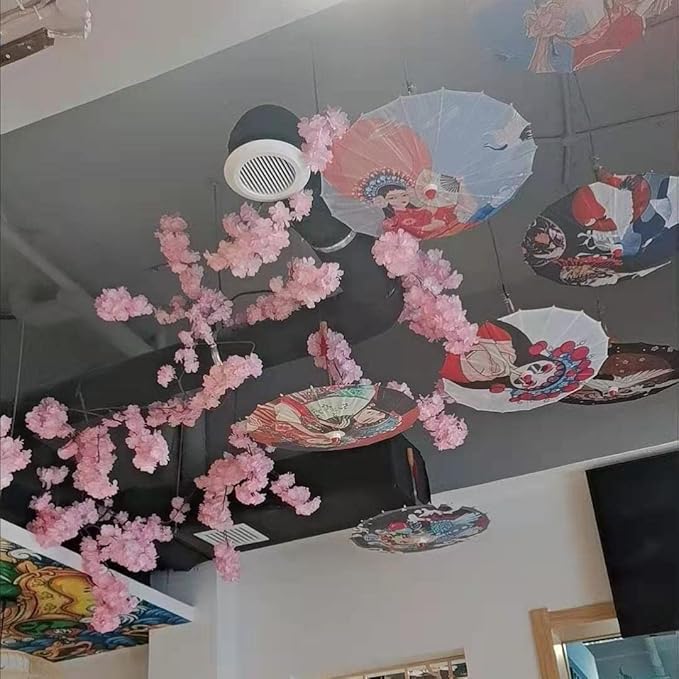Parasol Chinese Style Classical Oil Paper Umbrella Rainproof Umbrella, Parasol Pendent Floral Mulitcolor Paper and Bamboo Painted Paper Parasol