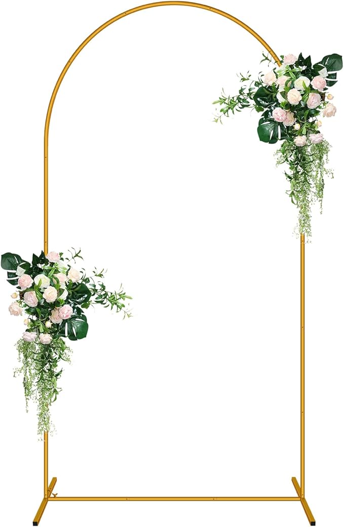 7.2 FT Arch Backdrop Stand, Metal Background Balloon Arch Stand, Baby Shower Backdrop Arch, Gold Arches for Party Decoration