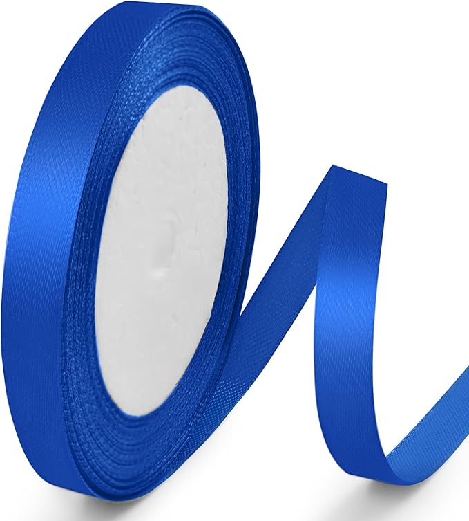 25 Yards 3/8 inch Satin Ribbon, Solid Color Fabric Ribbon Perfect for Gift Wrapping, Wedding, Handmade Bows, Floral Bouquets and Party Decoration(Royal Blue)