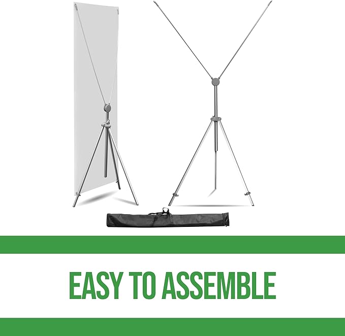 Custom X-Stand Banner with Adjustable Tripod (30”x65”) by BCB Print | Personalized Cross Stand Banner for Advertising & Trade Shows | HD Print Vertical Stand | Express Dispatch+Ship/Made in USA