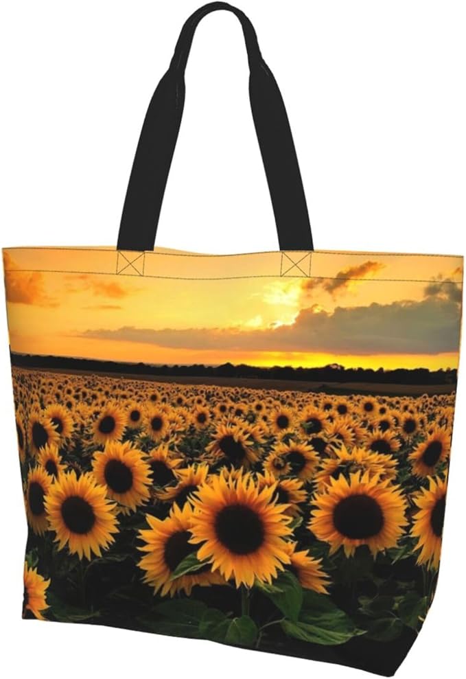 Sunflower Tote Bag For Women, Waterproof Shoulder Bags Big Reusable Grocery Handbag For Shopping Picnic Work Beach