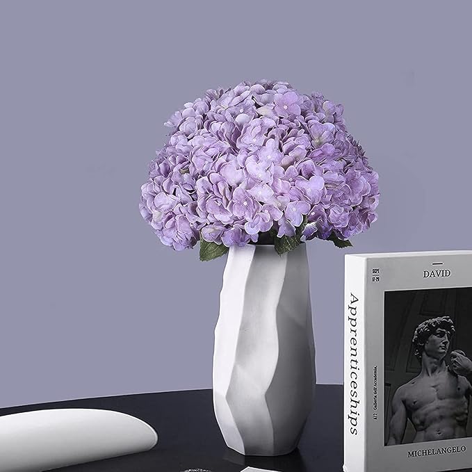 2Bouquets Artificial Fake Flowers Plants Silk Hydrangea Arrangements Wedding Bouquets Decorations Plastic Floral Home Kitchen Garden Party Festival Bar DIY (Lavender,5 Flower Heads)
