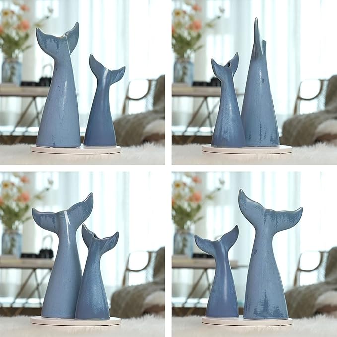 SEINHIJO Ceramic Flower Vase Modern Decor Sculpture Table Centerpiece Statue Home Gifts Arts 11inch