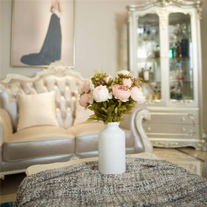 Fule 2 Pack Large Artificial Peony Silk Flower Bouquets Arrangement Wedding Centerpieces (Light Pink)