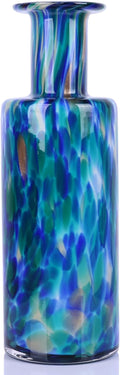 13" H Hand-Blown Glass Vase, Modern Art Glass Cylinder Vase, Green Glass Decorative Vase for Living Room Dining Table centerpieces, TV Console, Office, and Console Decor.