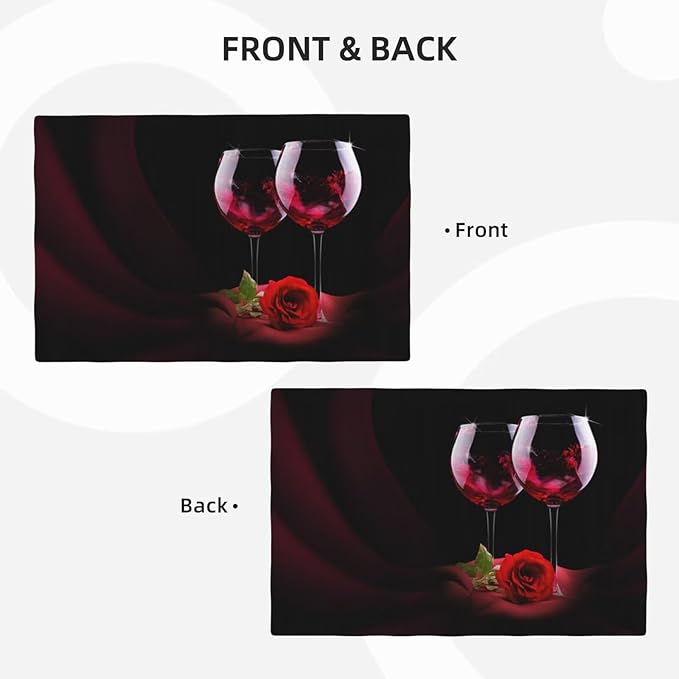 Red Wine Rose Linen Placemats Set of 6 Retro Romantic Rose Floral Art Placemat Indoor Outdoor Party Home Desktop Kitchen Dining Room Decoration 12x18 Inch