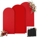 Black and Red Arch Backdrop Cover 7.2FT 6.6FT 6FT Arch Covers Stretchy Backdrop Set of 3, Wedding Arch Cover Spandex Fitted Double-Color Fabric Arch Covers for Party Baby Shower Birthday Decoration