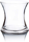WGV Unique Bouquet Vase, 7" W, 7" H, Clear Short Hurricane Concaved Neiman Glass Floral Container, Home Wedding Event Decor, 1 Piece (VHV0707)