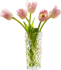 Clear Glass Vase for Flowers Esmiome Square Embossed Rectangle 6in High Glass Bud Vases Small Vase for Flowers Plant Terrarium Candle Holder Water Glasses for Wedding Centerpiece Office Table,IcePlate