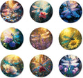 ANATTASOUL Coasters Set of 9 Fantasy Dragonfly Pattern Colorful Wooden Coasters Bulk Round Housewarming Gift for New Home, 3.9" Decorative Coffee Table Protection for Farmhouse Bar House Decor