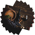 Red Wine Linen Placemats Set of 6 Vintage Wooden Wine Barrels Modern Art Placemat Indoor Outdoor Party Home Desktop Kitchen Dining Room Decoration 12x18 Inch
