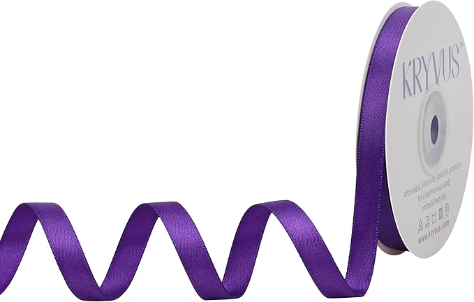 Purple Satin Ribbon, 3/8 Inch X 25 Yards, Premium Satin Ribbon for Gift Wrapping, Crafts, Hair Bow Making, Sewing, Flower Bouquet, Wedding Party Decor