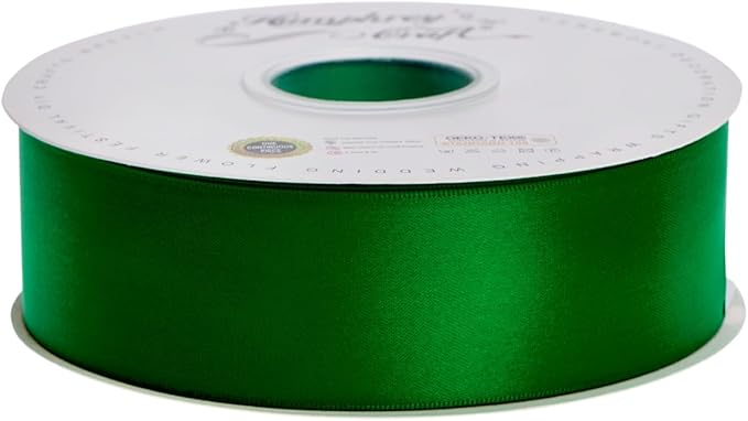 Humphrey's Craft 1-1/2 Inch Double Faced Satin Ribbon - Continuous 50 Yards Fern Green Thick Satin Ribbon for Crafts, Gifts Wrapping, Decoration Christmas Tree, DIY Bows, Sewing.