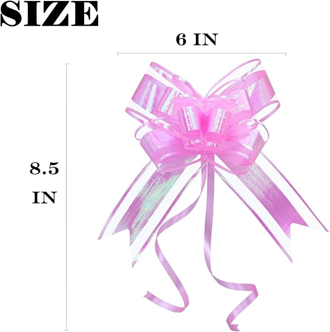 Big Bow for Present - Iridescent Pink Bows for Gift Wrapping, Gifts Baskets, Women, Party, Valentines Day, and More(6 inches, 10 PCS)