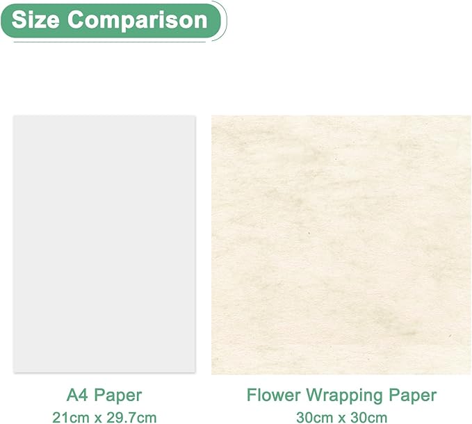 M METERXITY 38-Sheet Korean Cotton Wrapping Flower Paper, 11.8 Inch Waterproof Floral Wrapping Cotton Paper for Bouquets/Gift Packaging [Light Beige]