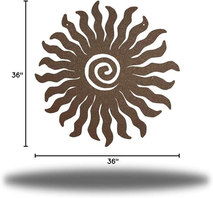 Riverside Designs Sunburst Metal Wall Art Steel Outdoor Decor - Heavy-Duty and Waterproof - Made in USA (36", Rust)