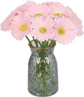 IPOPU Pink Gerbera Daisy Artificial Flowers,20PCS Fake Daisies Artificial Daisy Flowers with Stems for Wedding Party Office Home Decorations(Light Pink)