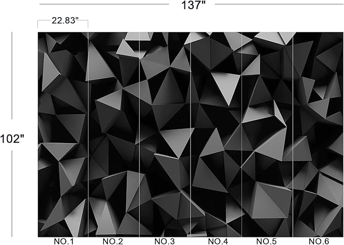 Cliouar-Black Triangle Background Mural Wallpaper Peel and Stick 137" x 102"