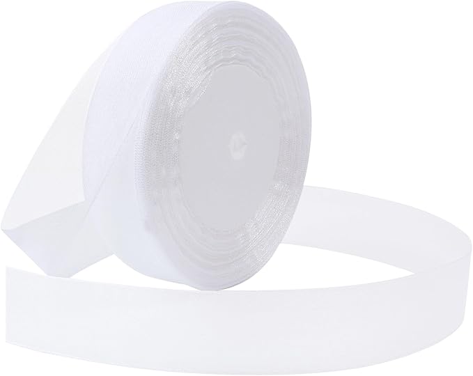 White Ribbon for Gift Wrapping 1 inch Sheer Organza Ribbon for Flower Bouquet Tulle Thin Chiffon Ribbons for Wedding Invitations Presents Decorations Crafts 50 Yards
